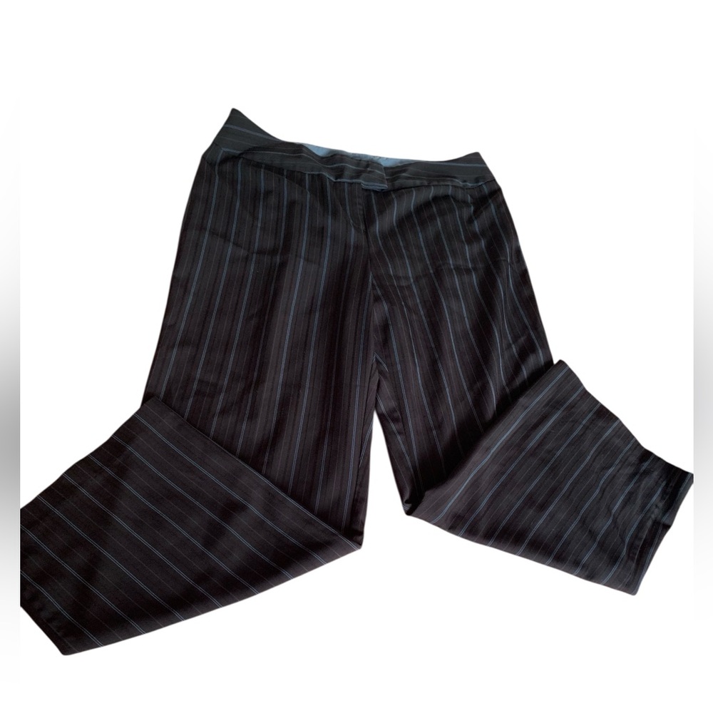 STUDIO 1940 Woman’s Black Light Blue Pinstripe Trousers Slacks Pants Size 18W - Picture 5 of 10